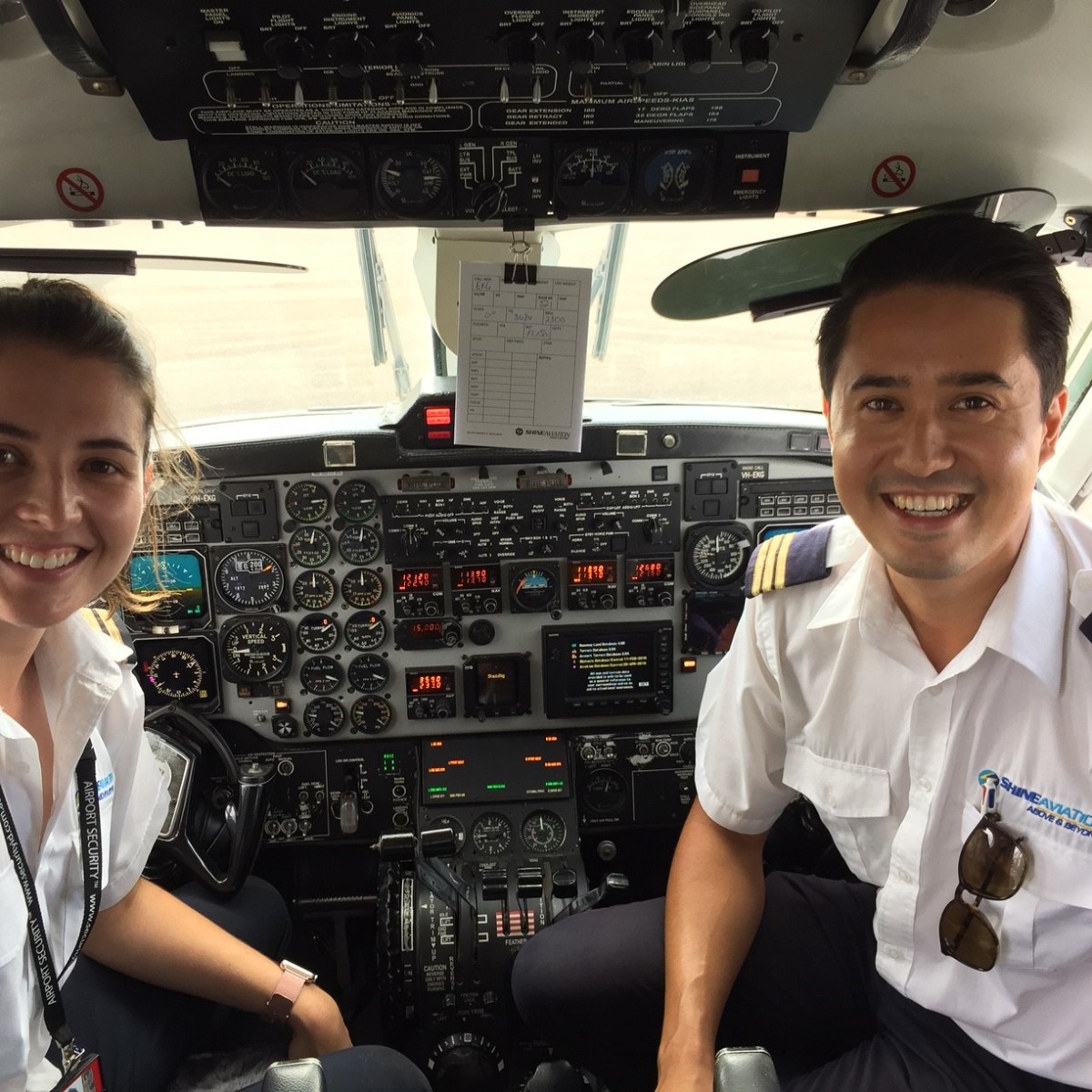 Two pilots inside the cockpit