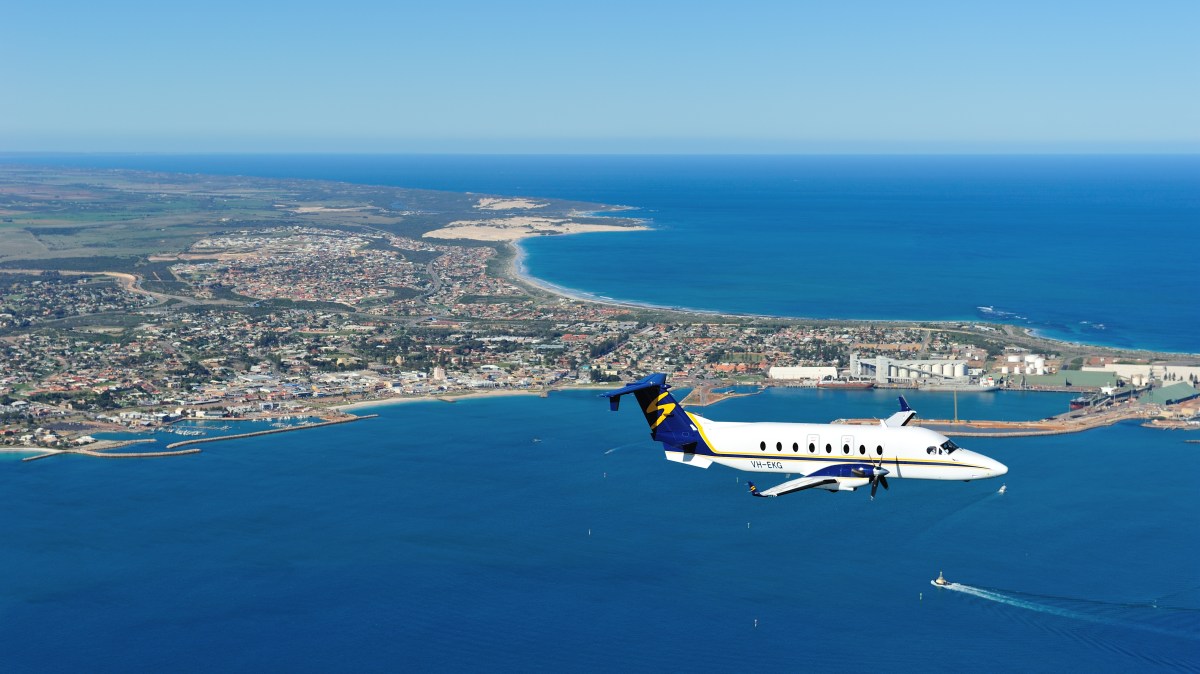 Small plane flying over Geraldton, WA