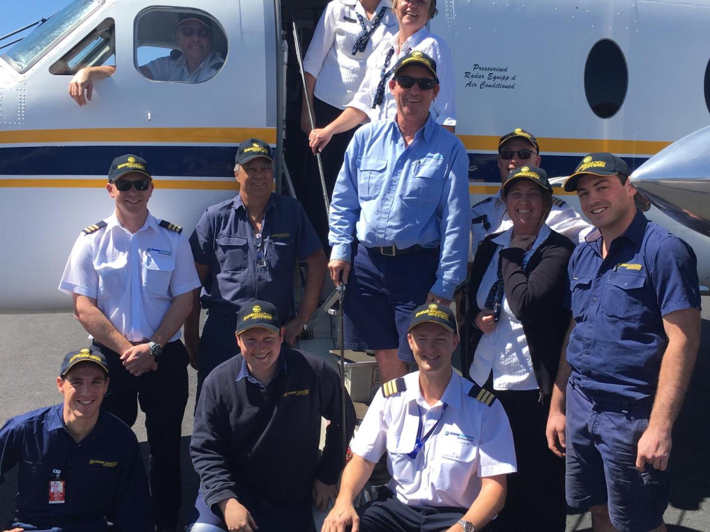 Group of pilots on the plane