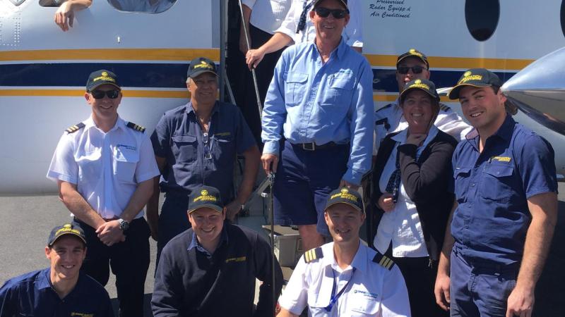 Group of pilots on the plane