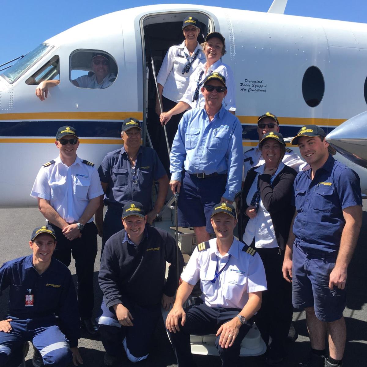 Group of pilots on the plane